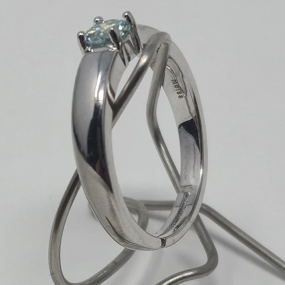 New 0.5ct Colored Moissanite Ring Round Brilliant GRA Certified Adjustable 6-12‎